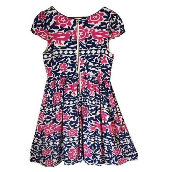 Maeve Peralta Minidress, Size 6. Navy and pink garden girl pattern - Picture 6 of 14